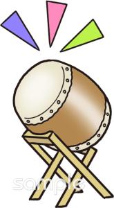 社会福祉施設向け祭太鼓無料イラストお試しフリー素材(カット)