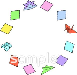社会福祉施設向けフレーム 折り紙無料イラストお試しフリー素材(カット)