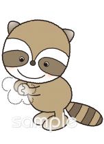 社会福祉施設向け手を洗う アライグマ無料イラストお試しフリー素材(カット)
