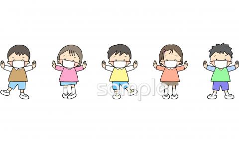 社会福祉施設向け一列 離れて無料イラストお試しフリー素材(カット)