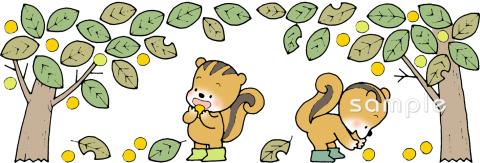 社会福祉施設向けリス みかん無料イラストお試しフリー素材(カット)