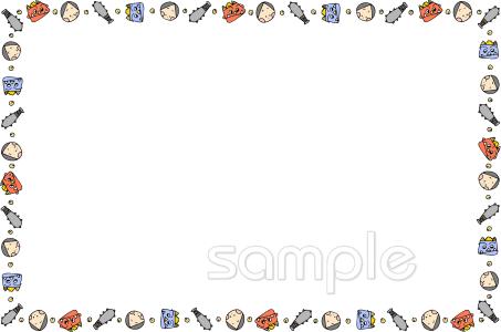 社会福祉施設向け節分 飾り枠無料イラストお試しフリー素材(カット)