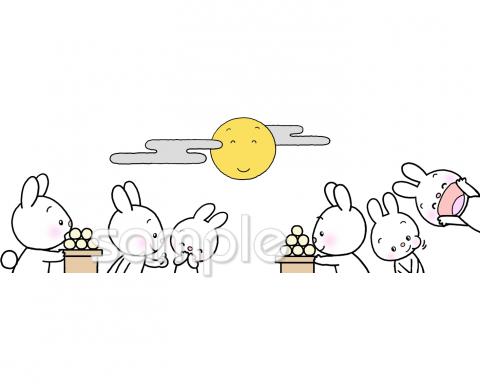 社会福祉施設向けお月見 うさぎ無料イラストお試しフリー素材(カット)