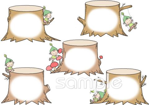 社会福祉施設向けがんばりカード 森 5日用無料イラストお試しフリー素材(カット)