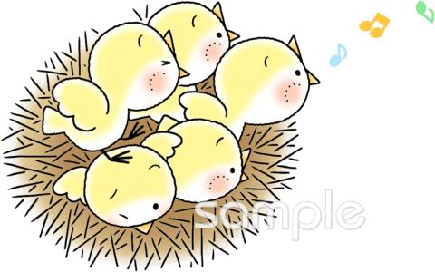 社会福祉施設向けヒナ 鳥の巣無料イラストお試しフリー素材(カット)
