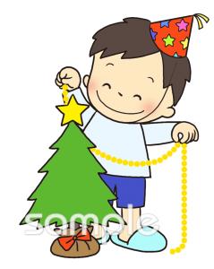 社会福祉施設向けクリスマスツリー 飾りつけ無料イラストお試しフリー素材(カット)