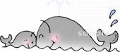 社会福祉施設向け親子 クジラ無料イラストお試しフリー素材(カット)