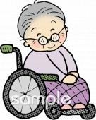 社会福祉施設向け車椅子 おばあさん無料イラストお試しフリー素材(カット)