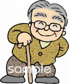 社会福祉施設向けおじいさん 杖無料イラストお試しフリー素材(カット)