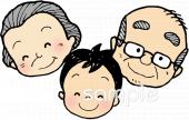 社会福祉施設向け祖父 祖母 孫無料イラストお試しフリー素材(カット)