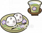 社会福祉施設向けお茶 豆大福無料イラストお試しフリー素材(カット)