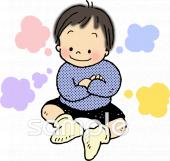 社会福祉施設向け男の子 考える無料イラストお試しフリー素材(カット)