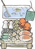 社会福祉施設向け魚屋さん無料イラストお試しフリー素材(カット)