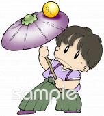 社会福祉施設向け隠し芸 傘回し無料イラストお試しフリー素材(カット)