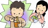 社会福祉施設向けインスタントラーメン 食習慣無料イラストお試しフリー素材(カット)