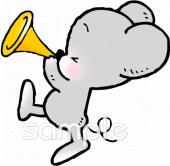 社会福祉施設向けネズミ ラッパ無料イラストお試しフリー素材(カット)