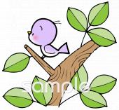 社会福祉施設向け小鳥 若葉無料イラストお試しフリー素材(カット)