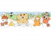 社会福祉施設向け挿絵 さるかに合戦無料イラストお試しフリー素材(カット)