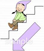 社会福祉施設向け階段 下る無料イラストお試しフリー素材(カット)