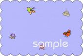 社会福祉施設向け海の生き物 波四角枠無料イラストお試しフリー素材(カット)