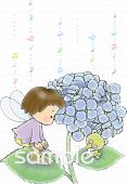 社会福祉施設向け妖精 紫陽花無料イラストお試しフリー素材(カット)
