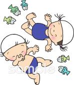 社会福祉施設向け海水浴無料イラストお試しフリー素材(カット)