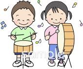 社会福祉施設向け演奏 大太鼓 小太鼓無料イラストお試しフリー素材(カット)