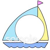 社会福祉施設向けヨット 文字枠無料イラストお試しフリー素材(カット)