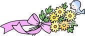 社会福祉施設向け花束 小鳥 菊無料イラストお試しフリー素材(カット)
