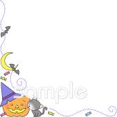 社会福祉施設向けハロウィン コーナー飾り無料イラストお試しフリー素材(カット)