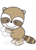社会福祉施設向け手を洗う アライグマ無料イラストお試しフリー素材(カット)