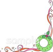 社会福祉施設向けクリスマスリース 角枠無料イラストお試しフリー素材(カット)