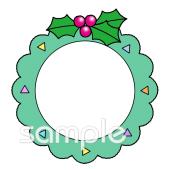 社会福祉施設向けクリスマスリース 文字枠無料イラストお試しフリー素材(カット)