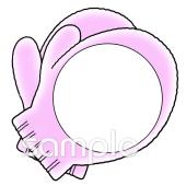 社会福祉施設向け文字枠 手袋無料イラストお試しフリー素材(カット)