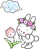 社会福祉施設向けチューリップ ウサギ無料イラストお試しフリー素材(カット)