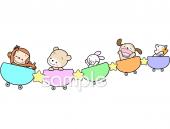 社会福祉施設向け動物 列車無料イラストお試しフリー素材(カット)