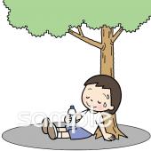 社会福祉施設向け休む 木陰無料イラストお試しフリー素材(カット)