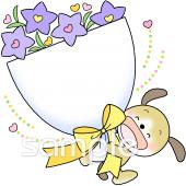 社会福祉施設向け花束 イヌ無料イラストお試しフリー素材(カット)