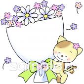 社会福祉施設向け花束 ネコ無料イラストお試しフリー素材(カット)