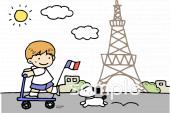 中学・高校向けエッフェル塔無料イラストお試しフリー素材(カット)