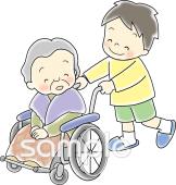 中学・高校向け車椅子 子ども お年寄り無料イラストお試しフリー素材(カット)