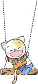 中学・高校向け猫 ブランコ無料イラストお試しフリー素材(カット)