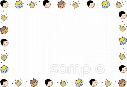 中学・高校向け飾り枠 赤鬼 青鬼無料イラストお試しフリー素材(カット)