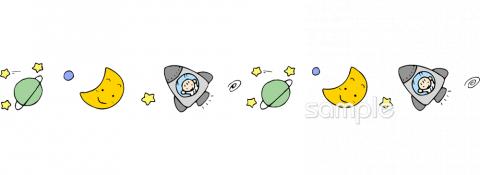 中学・高校向け宇宙旅行 飾りライン無料イラストお試しフリー素材(カット)