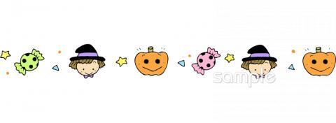 中学・高校向けハロウィン 飾りライン無料イラストお試しフリー素材(カット)