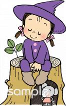 中学・高校向け魔法使い 森の中無料イラストお試しフリー素材(カット)