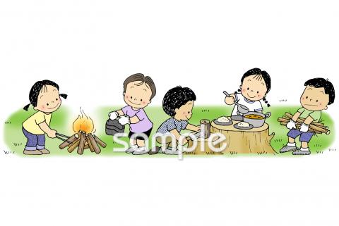 中学・高校向けキャンプ 子ども無料イラストお試しフリー素材(カット)