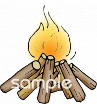 中学・高校向け焚き火無料イラストお試しフリー素材(カット)