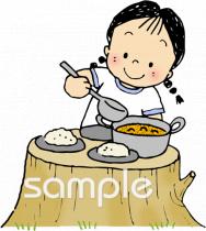 中学・高校向けキャンプ カレー無料イラストお試しフリー素材(カット)