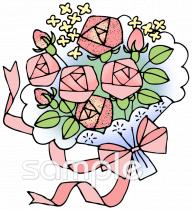 中学・高校向けブーケ バラ無料イラストお試しフリー素材(カット)